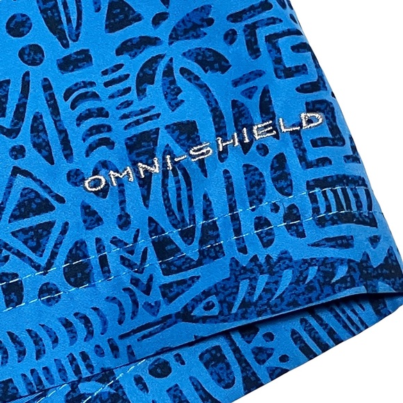 Columbia PFG Omni Shield Fishing Board Shorts Blue Printed Fish Design - Picture 7 of 9
